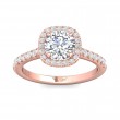 FlyerFit® 18K Pink Gold Micropave Halo Engagement Ring