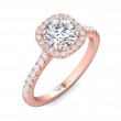 FlyerFit® 18K Pink Gold Micropave Halo Engagement Ring