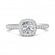 FlyerFit® 18K White Gold Micropave Halo Engagement Ring
