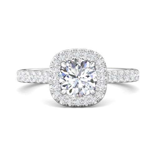FlyerFit&reg; 18K White Gold Micropave Halo Engagement Ring