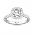 FlyerFit® 18K White Gold Micropave Halo Engagement Ring