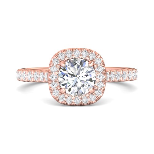 FlyerFit&reg; 14K Pink Gold Micropave Halo Engagement Ring