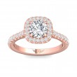 FlyerFit® 18K Pink Gold Micropave Halo Engagement Ring