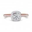 FlyerFit® 18K Pink Gold Shank And White Gold Top Micropave Halo Engagement Ring