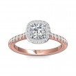 FlyerFit® 18K Pink Gold Shank And White Gold Top Micropave Halo Engagement Ring