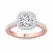 FlyerFit® 18K Pink Gold Shank And White Gold Top Micropave Halo Engagement Ring