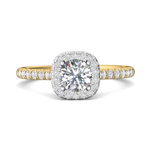 FlyerFit&reg; 14K Yellow and 14K White Gold Micropave Halo Engagement Ring
