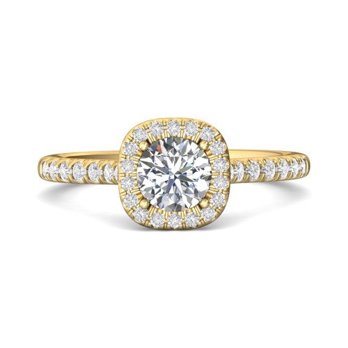 FlyerFit&reg; 18K Yellow Gold Micropave Halo Engagement Ring