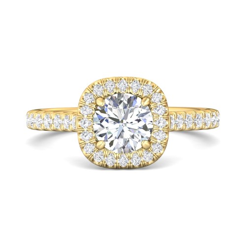 FlyerFit&reg; 18K Yellow Gold Micropave Halo Engagement Ring