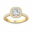 FlyerFit® 14K Yellow Gold Micropave Halo Engagement Ring
