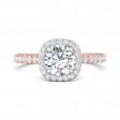 FlyerFit® 18K Pink Gold Shank And White Gold Top Micropave Halo Engagement Ring