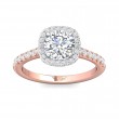 FlyerFit® 18K Pink Gold Shank And White Gold Top Micropave Halo Engagement Ring