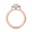 FlyerFit® 18K Pink Gold Shank And White Gold Top Micropave Halo Engagement Ring