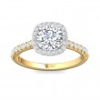FlyerFit® 18K Yellow Gold Shank And White Gold Top Micropave Halo Engagement Ring