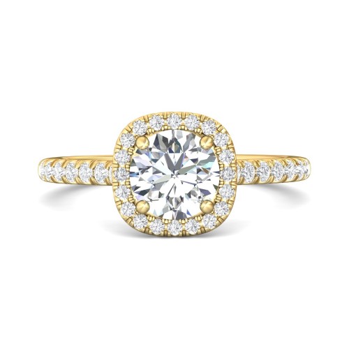 FlyerFit&reg; 14K Yellow Gold Micropave Halo Engagement Ring
