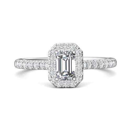 FlyerFit&reg; 18K White Gold Micropave Halo Engagement Ring