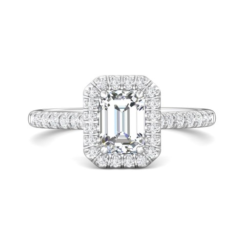 FlyerFit&reg; 14K White Gold Micropave Halo Engagement Ring