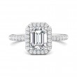 FlyerFit® 18K White Gold Micropave Halo Engagement Ring