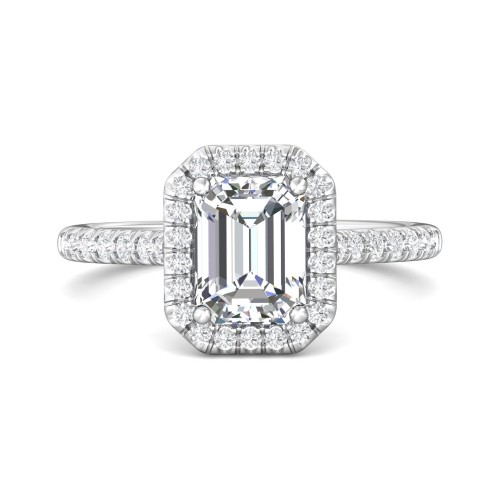FlyerFit&reg; Platinum Micropave Halo Engagement Ring