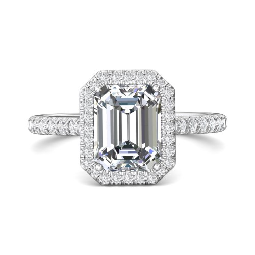FlyerFit&reg; Platinum Micropave Halo Engagement Ring