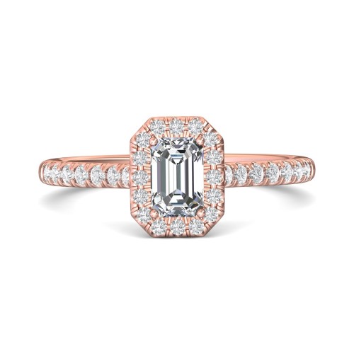 FlyerFit&reg; 14K Pink Gold Micropave Halo Engagement Ring