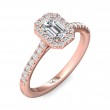 FlyerFit® 14K Pink Gold Micropave Halo Engagement Ring