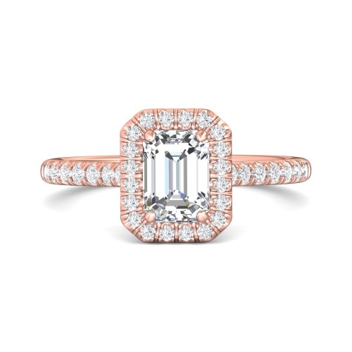 FlyerFit&reg; 14K Pink Gold Micropave Halo Engagement Ring