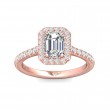 FlyerFit® 18K Pink Gold Micropave Halo Engagement Ring