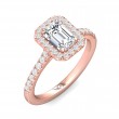 FlyerFit® 18K Pink Gold Micropave Halo Engagement Ring