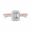 FlyerFit® 18K Pink Gold Shank And White Gold Top Micropave Halo Engagement Ring