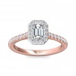 FlyerFit® 18K Pink Gold Shank And White Gold Top Micropave Halo Engagement Ring