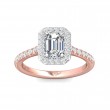 FlyerFit® 18K Pink Gold Shank And White Gold Top Micropave Halo Engagement Ring