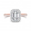 FlyerFit® 18K Pink Gold Shank And White Gold Top Micropave Halo Engagement Ring