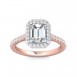 FlyerFit® 18K Pink Gold Shank And White Gold Top Micropave Halo Engagement Ring