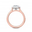 FlyerFit® 18K Pink Gold Shank And White Gold Top Micropave Halo Engagement Ring