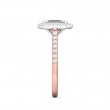 FlyerFit® 18K Pink Gold Shank And White Gold Top Micropave Halo Engagement Ring