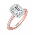 FlyerFit® 18K Pink Gold Shank And White Gold Top Micropave Halo Engagement Ring