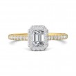 FlyerFit® 18K Yellow Gold Shank And White Gold Top Micropave Halo Engagement Ring