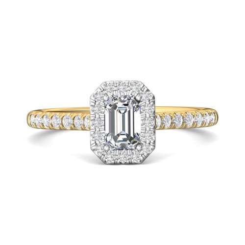 FlyerFit&reg; 14K Yellow and 14K White Gold Micropave Halo Engagement Ring