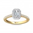 FlyerFit® 18K Yellow Gold Shank And White Gold Top Micropave Halo Engagement Ring
