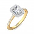 FlyerFit® 18K Yellow Gold Shank And White Gold Top Micropave Halo Engagement Ring