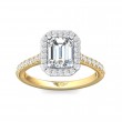 FlyerFit® 18K Yellow Gold Shank And White Gold Top Micropave Halo Engagement Ring