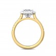 FlyerFit® 18K Yellow Gold Shank And White Gold Top Micropave Halo Engagement Ring