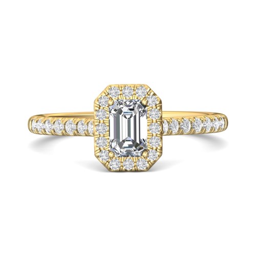 FlyerFit&reg; 18K Yellow Gold Micropave Halo Engagement Ring