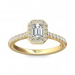 FlyerFit® 18K Yellow Gold Micropave Halo Engagement Ring