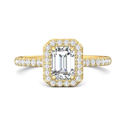 FlyerFit&reg; 18K Yellow Gold Micropave Halo Engagement Ring