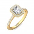 FlyerFit® 14K Yellow Gold Micropave Halo Engagement Ring