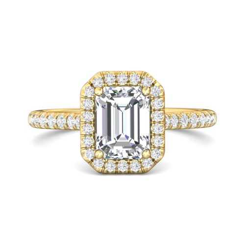 FlyerFit&reg; 14K Yellow Gold Micropave Halo Engagement Ring