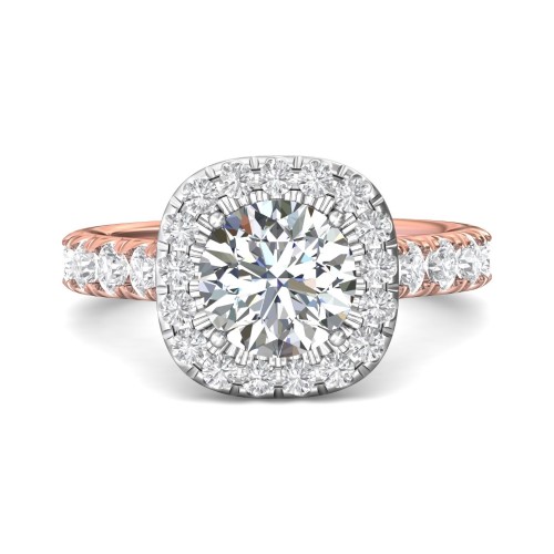 FlyerFit&reg; 18K Pink Gold Shank And White Gold Top Encore Engagement Ring