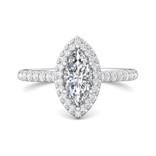 FlyerFit&reg; Platinum Micropave Halo Engagement Ring